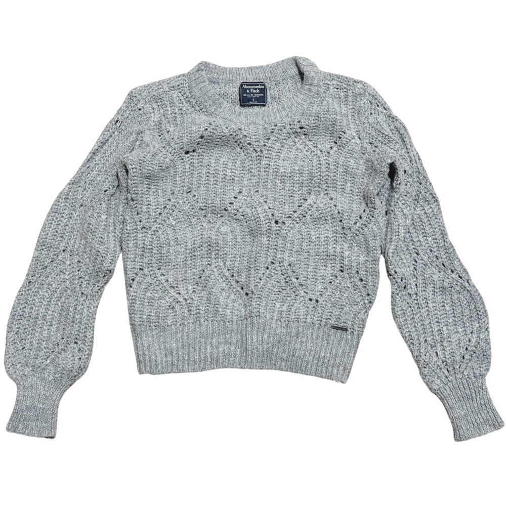 Abercrombie & Fitch Sweater S Small Textured Knit Gray Balloon Long Sleeves
